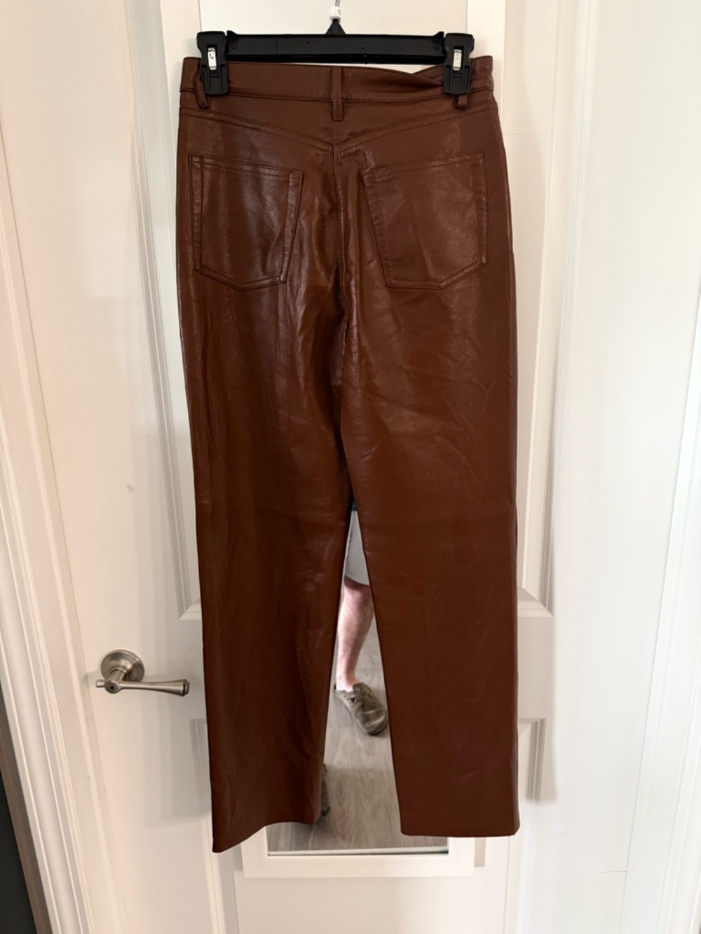 Wilfred Faux Leather Pants Brown Straight Leg High Rise Size 4 - Picture 4 of 5